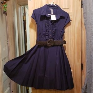 Button Dress with Belt.
